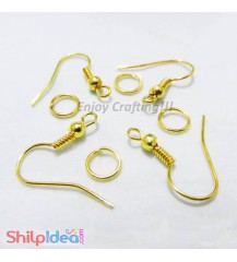 Earring Hooks with Jumping Ring - Golden - 5 Pairs